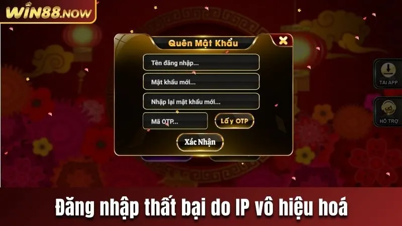 Đăng nhập thất bại do IP vô hiệu hoá